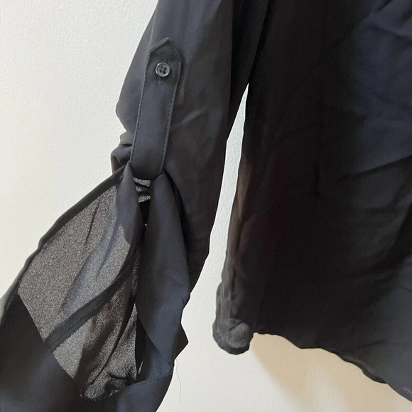 NWT Candie’s Black Cut-Out Long Sleeve Top Women’s Large Lightweight Minimalist - Picture 3 of 9